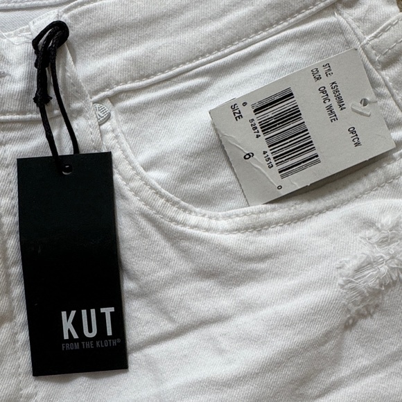 NWT Kut from the Kloth high rise Jane long short White Frayed Hem Jean Shorts - Picture 3 of 5